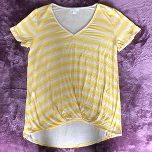 Soft yellow tie up shirt